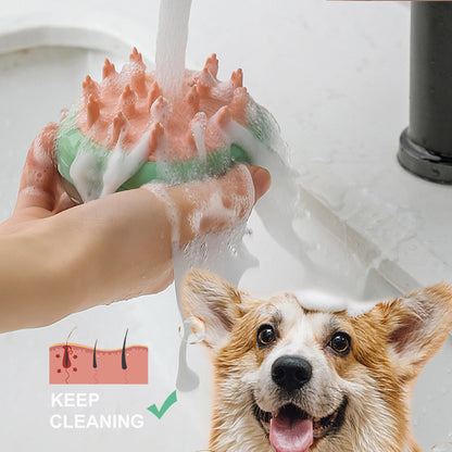 2 In 1 Pet Cleaning Bathing Massage Shampoo Soap Dispensing Grooming Brush