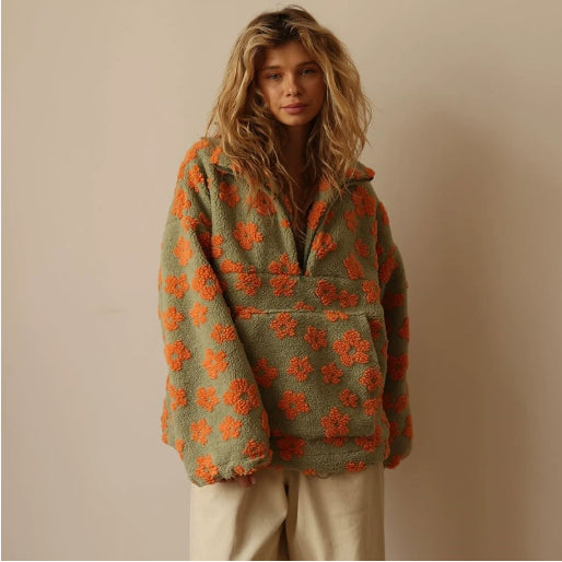 FLOWERS KNITTED LAMP SKIN SWEATER