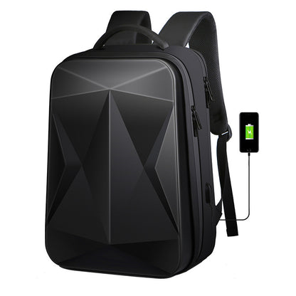 Fashion Rhombus Hard Shell Double Shoulder Large Capacity Business Backpack