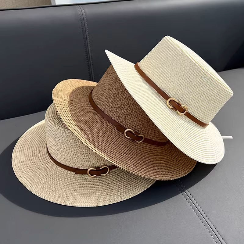 Women's Summer Seaside UV Protection Flat Straw Hat