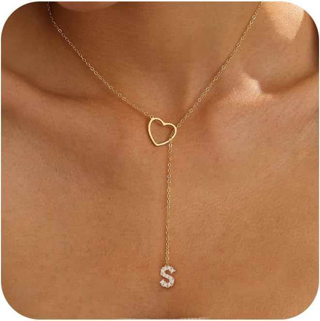Brass Gold Plating Full Inlaid Zircon Name letter Neclace
