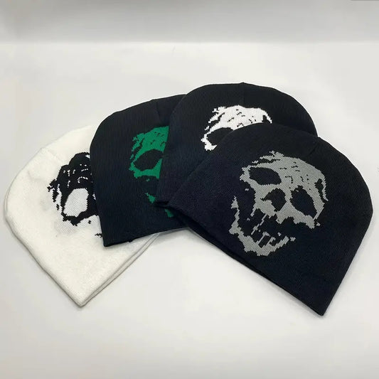 Gothic Skull Printed Jacquard Beanie Hat