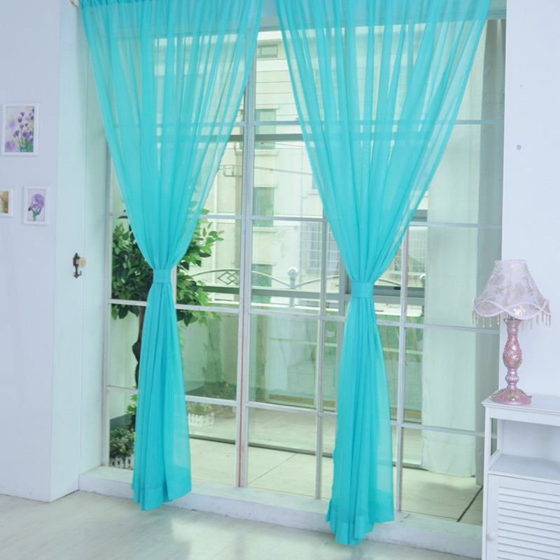 Solid Color Glass Mesh Curtains Transparent Color Ready-made Curtain Punch-free