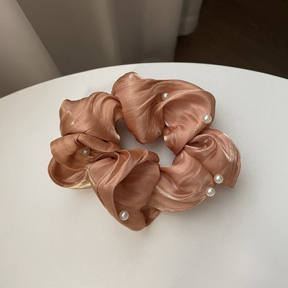 Pearl Texture Wavy Simple Ruffled Silk Scrunchie