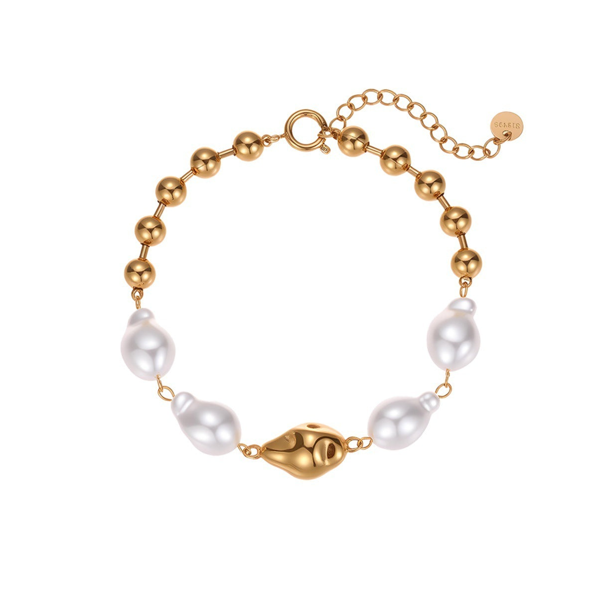 Fashion Heart Shape With Diamond Baroque Pearl Bracelet