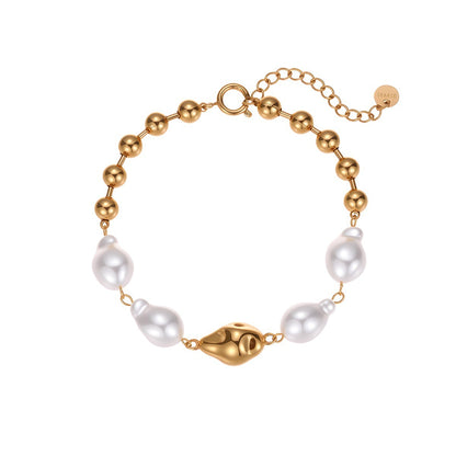 Fashion Heart Shape With Diamond Baroque Pearl Bracelet