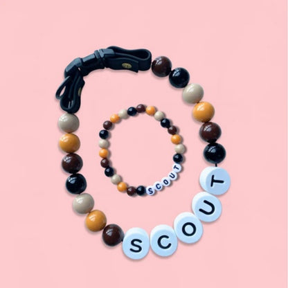 Pet Collar Chain Acrylic English Letter Beaded Elastic Cord