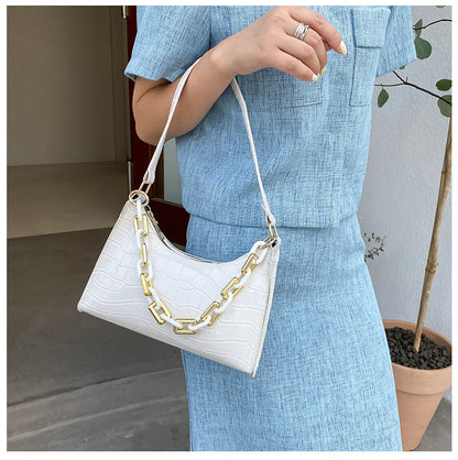 Fashion Stone Texture Shoulder Bag With Chain