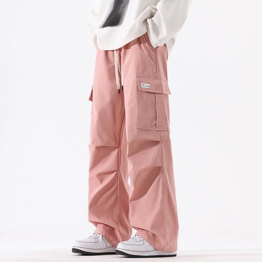 American Retro High Street Fashionable Pleated Straight Cargo Pants