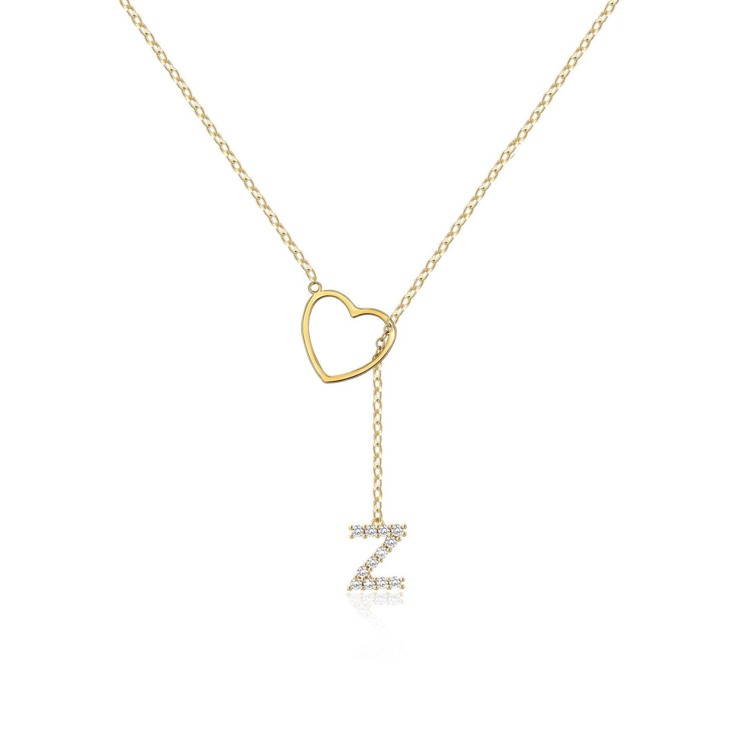 Brass Gold Plating Full Inlaid Zircon Name letter Neclace
