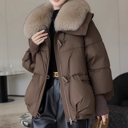 Down Cotton-padded Women's Short Fur Collar Thickened Jacket