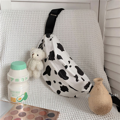 Girls cow print canvas bag