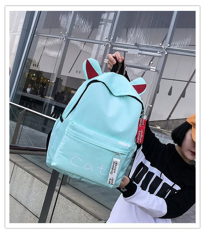 Waterproof nylon big ears backpack new cartoon cute embroidered leisure backpack junior high school bag