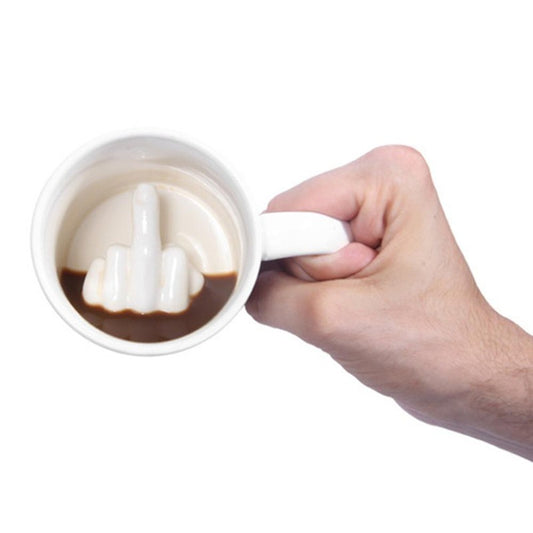 Creative Design White Middle Finger Mug Novelty Style