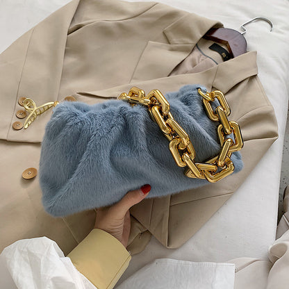 Hairy thick chain cloud bag