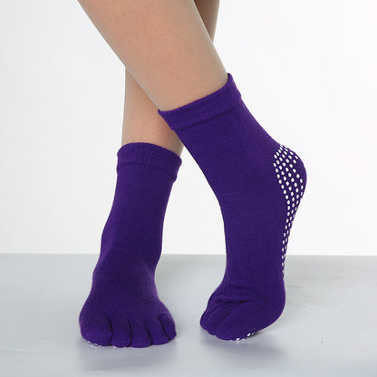 Women's Pure Cotton Dispensing Non-slip Yoga Five Finger Socks