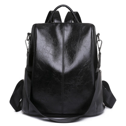 Pu Leather Backpack Female Light Simple Large Capacity