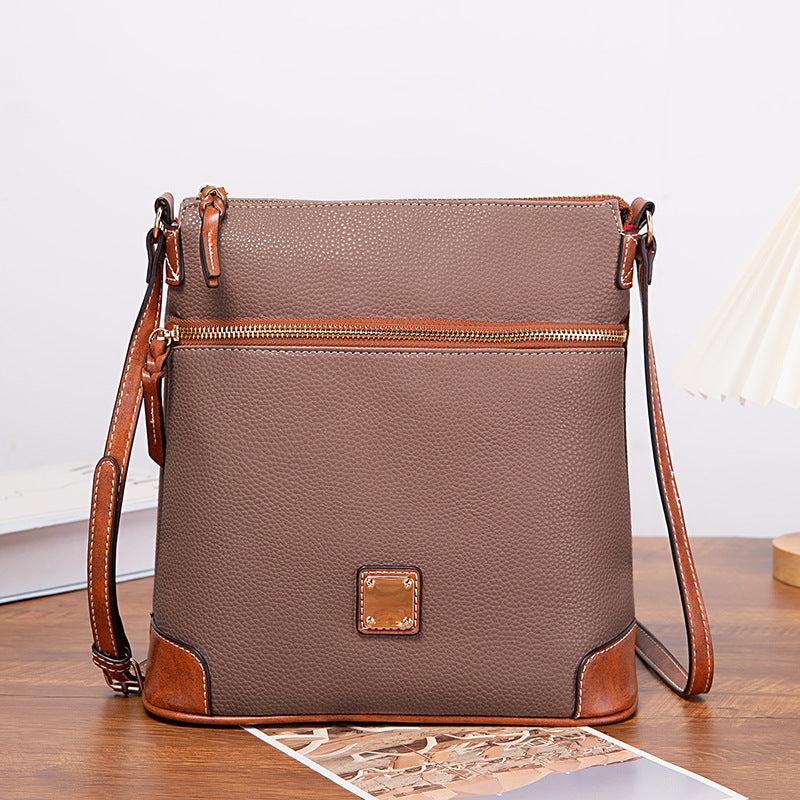 Vintage Lychee Grain Texture Crossbody Bag