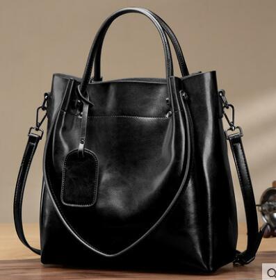 Women's Fashion Handmade Portable Oil Wax Cattle Leather Bag