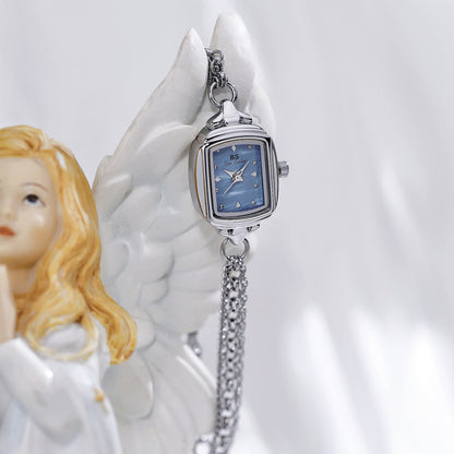 Women Chain Bracelet Light Blue Dial Watch