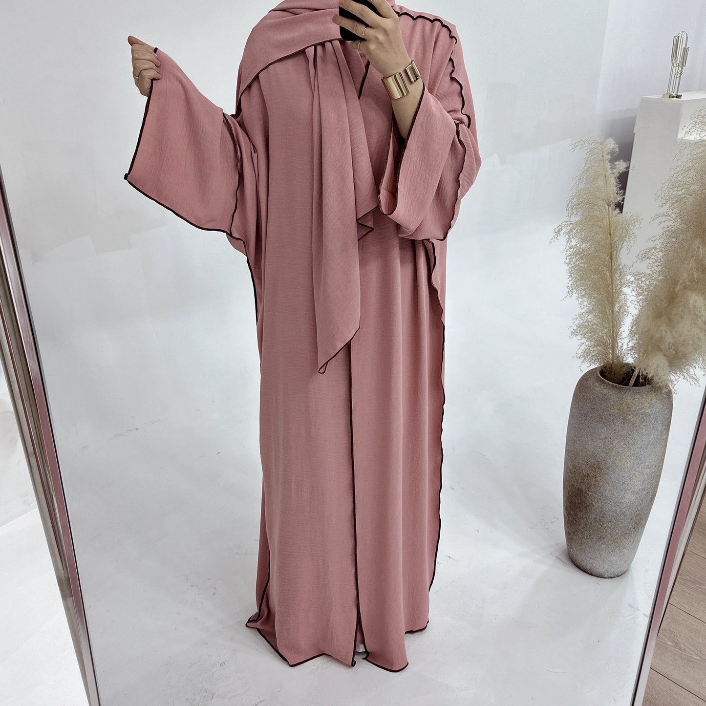 Solid Color Hook Cardigan abaya