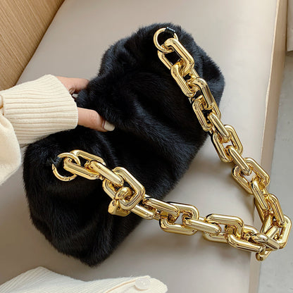 Hairy thick chain cloud bag