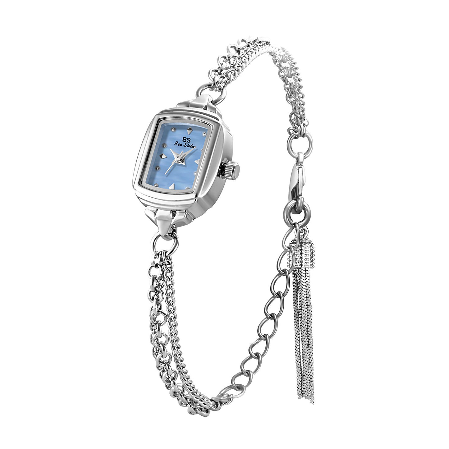 Women Chain Bracelet Light Blue Dial Watch