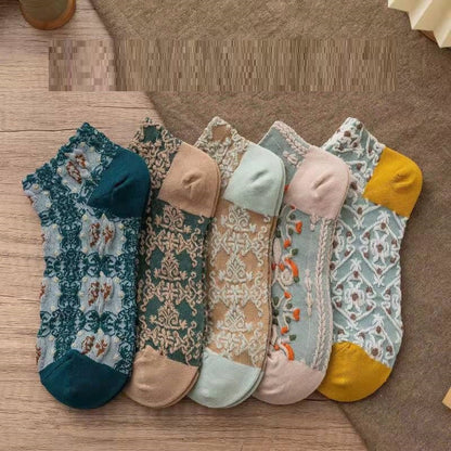 Harajuku Retro Embroidery Kawaii 5 Pair Cute Socks