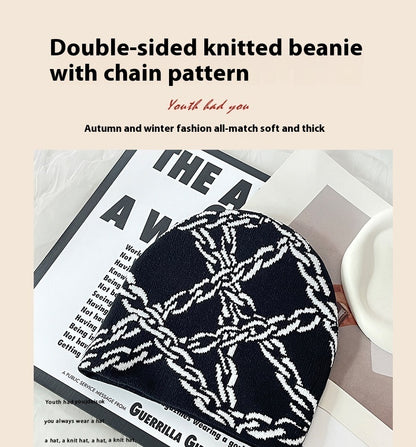 Hip Hop Warm Leisure Y2g Gothic Flower Knitted Beanie Hat
