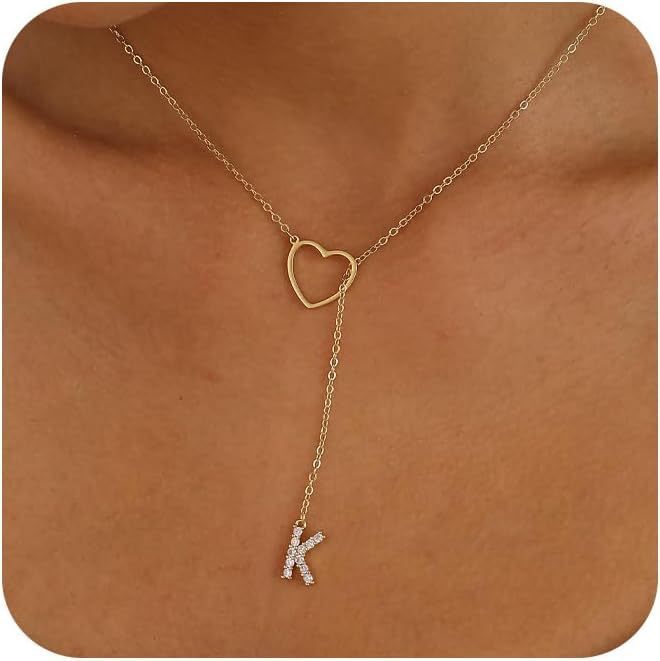Brass Gold Plating Full Inlaid Zircon Name letter Neclace