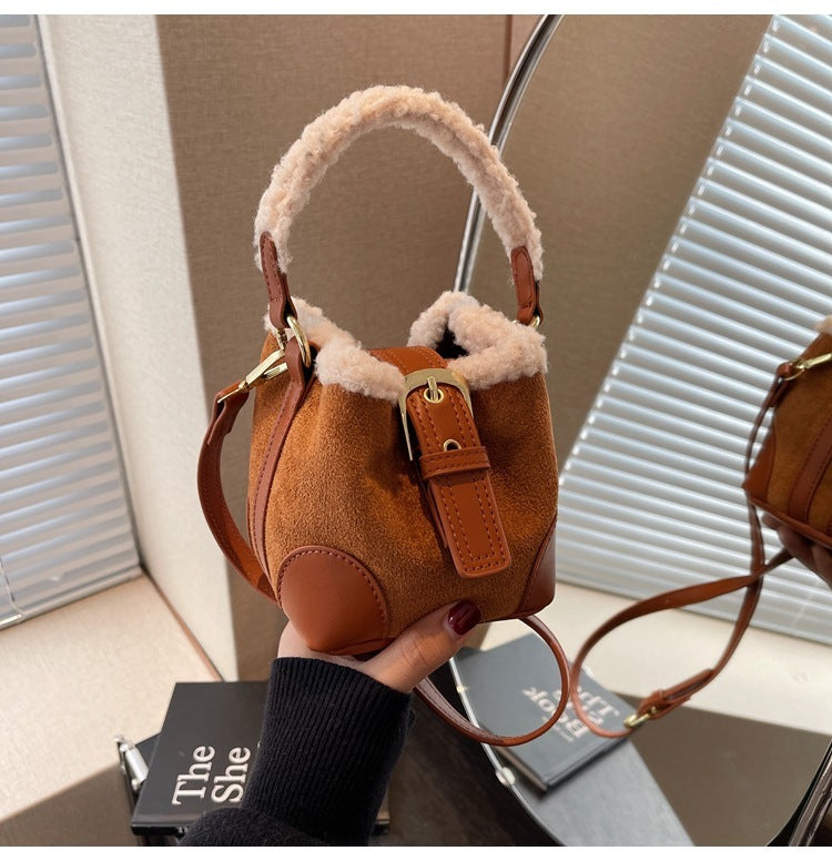 Umhängetaschen Damen Schultertasche Lässige Retro Plüschtasche
