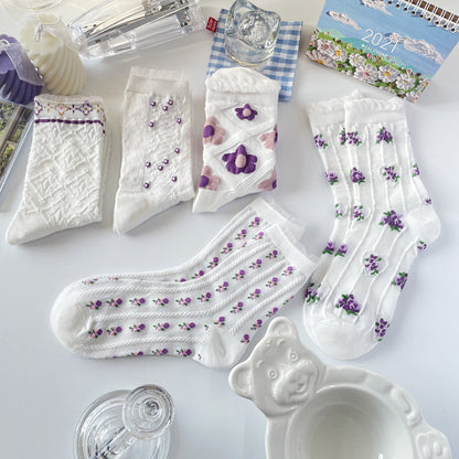 Harajuku Retro Embroidery Kawaii 5 Pair Cute Socks