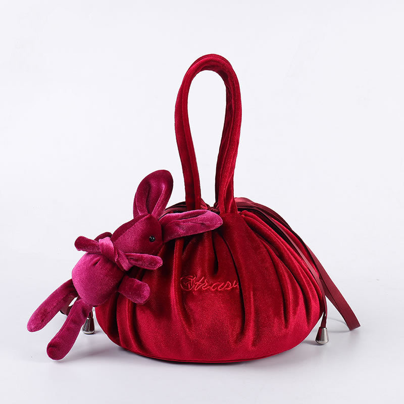 New Cartoon Rabbit Ears Velvet Cosmetic Bag