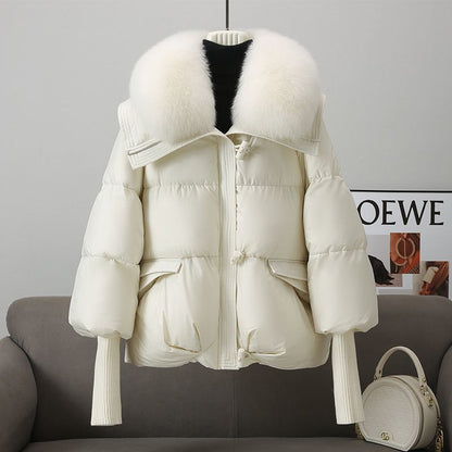 Down Cotton-padded Women's Short Fur Collar Thickened Jacket