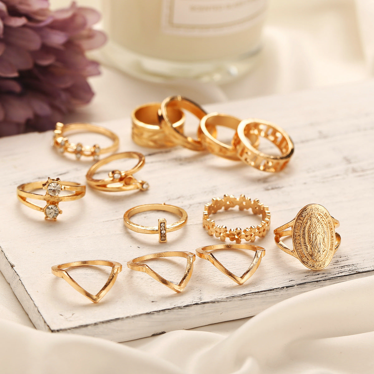 13-Piece vintage diamond ring set