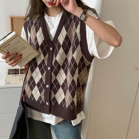 Modische Strickjacke mit Rautenmuster für Damen