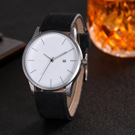 Business Large Dial Watch For Men's Matte Belt Simple Quartz Wrist Watch