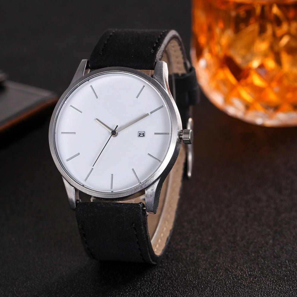 Business Large Dial Watch For Men's Matte Belt Simple Quartz Wrist Watch