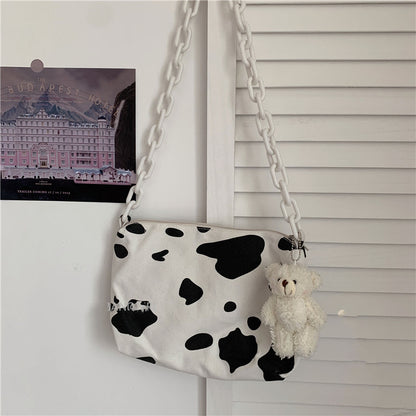 Girls cow print canvas bag
