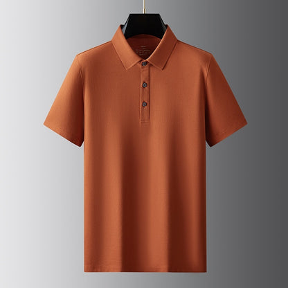 Men's Solid Color Polo Collar Business Casual Short-sleeved T-shirt