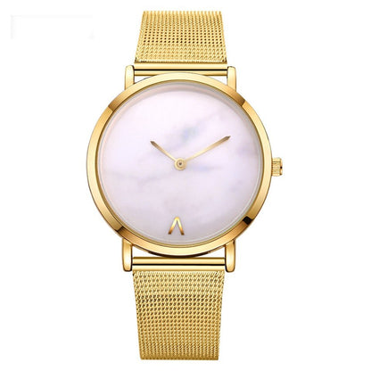 Vansvar fashion brand silver and gold mesh band creative marble wristwatch