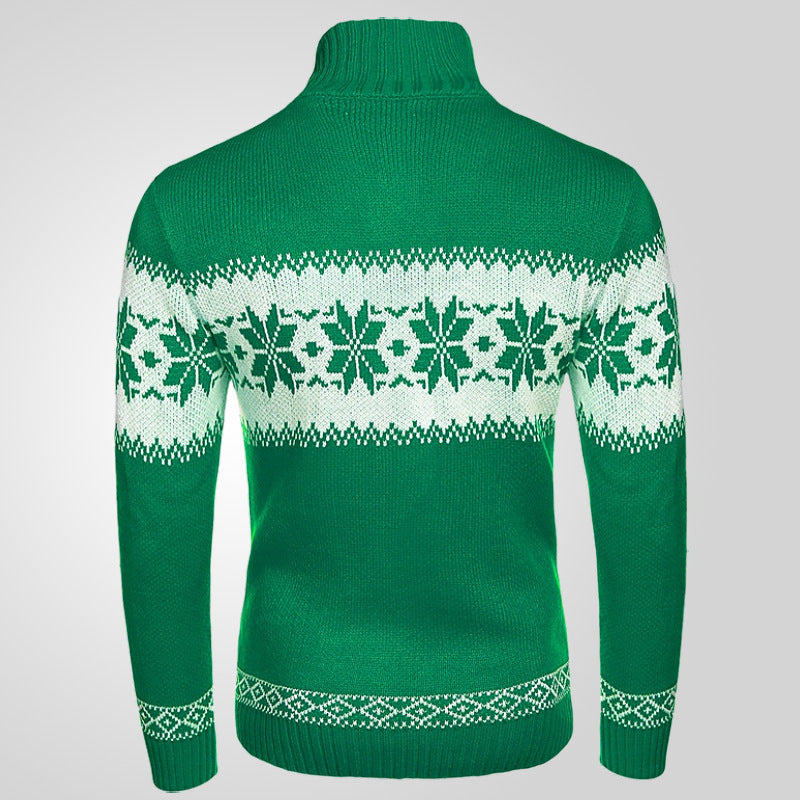 Men's ong Sleeved Christmas Casual Fashion Jacquard Knitted Sweater