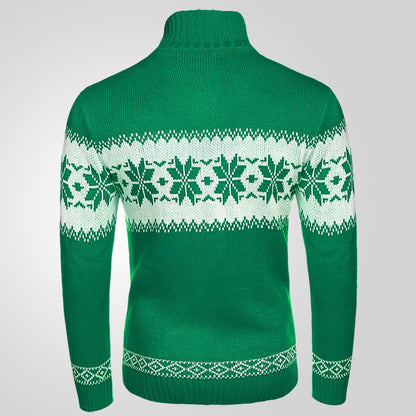 Men's ong Sleeved Christmas Casual Fashion Jacquard Knitted Sweater