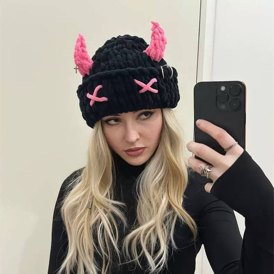 Cute Devil Horn Wool Hat