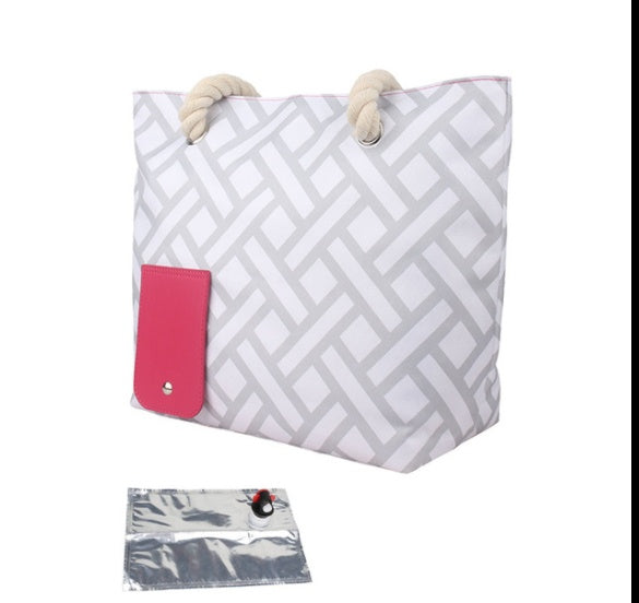 Red Wine built in Bag Insulated Portable Picnic Hand-held Beach Bag