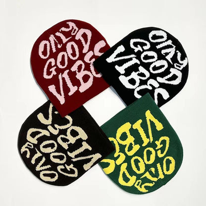 Letter Jacquard Hip Hop Knitted Hat Beanie