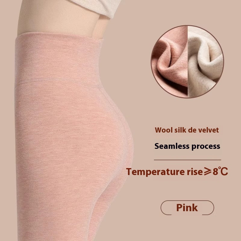 Winter Warm Leggings Cashmere Plus Velvet Tight Pants High Waist Slim Fit Trousers