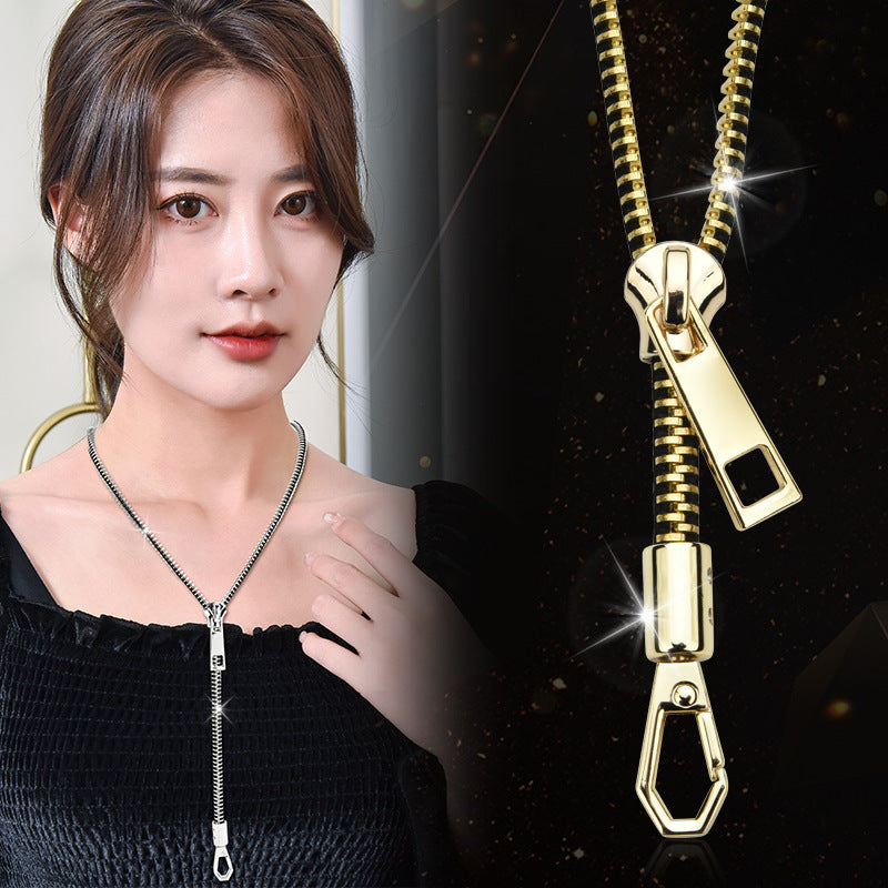 Hip Hop One Style Dual-wear Zipper Necklace