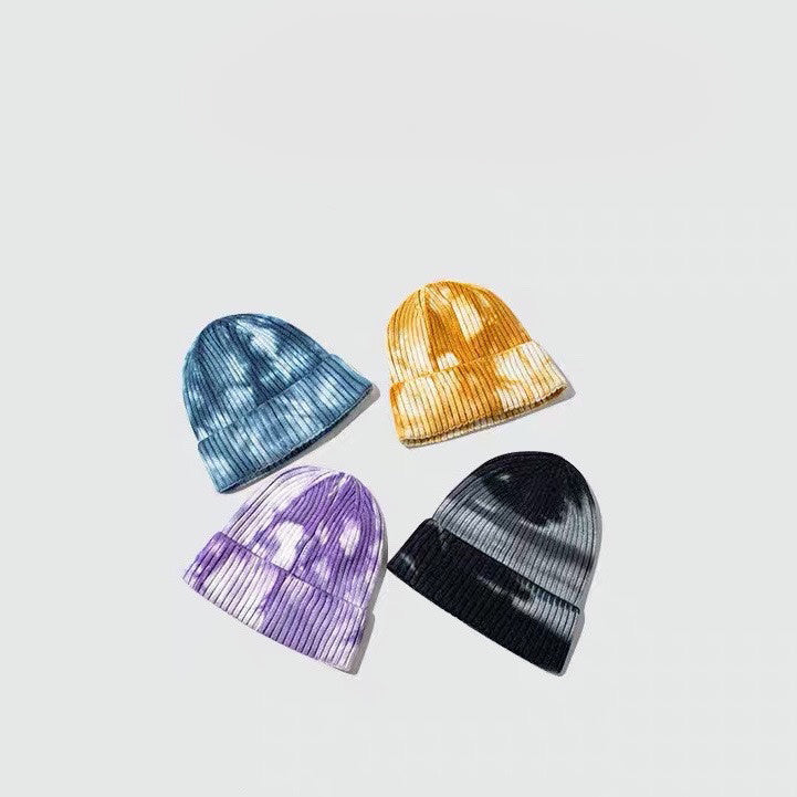 Simple Gradient Knitted Tie-dye Woolen Beanie Hat