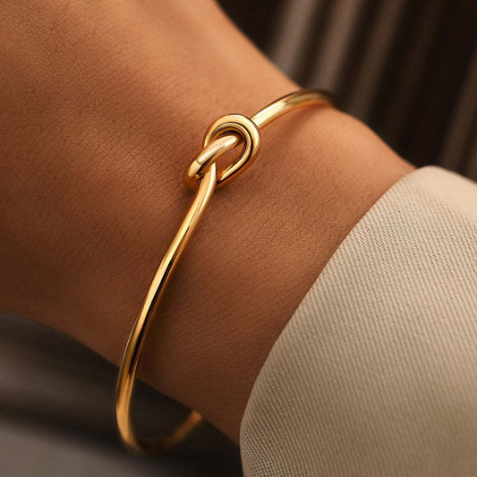 Titanium Steel 18K Gold Plating Knotted C- Shaped Bracelet & Watch Ornament
